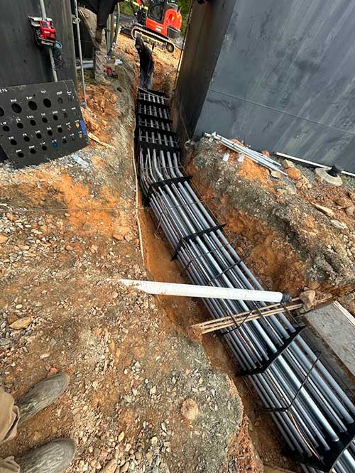 Underground wiring laid and connected